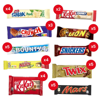 Assortiment chocoladerepen Mars & Nestlé - 42 stuks - 1914g