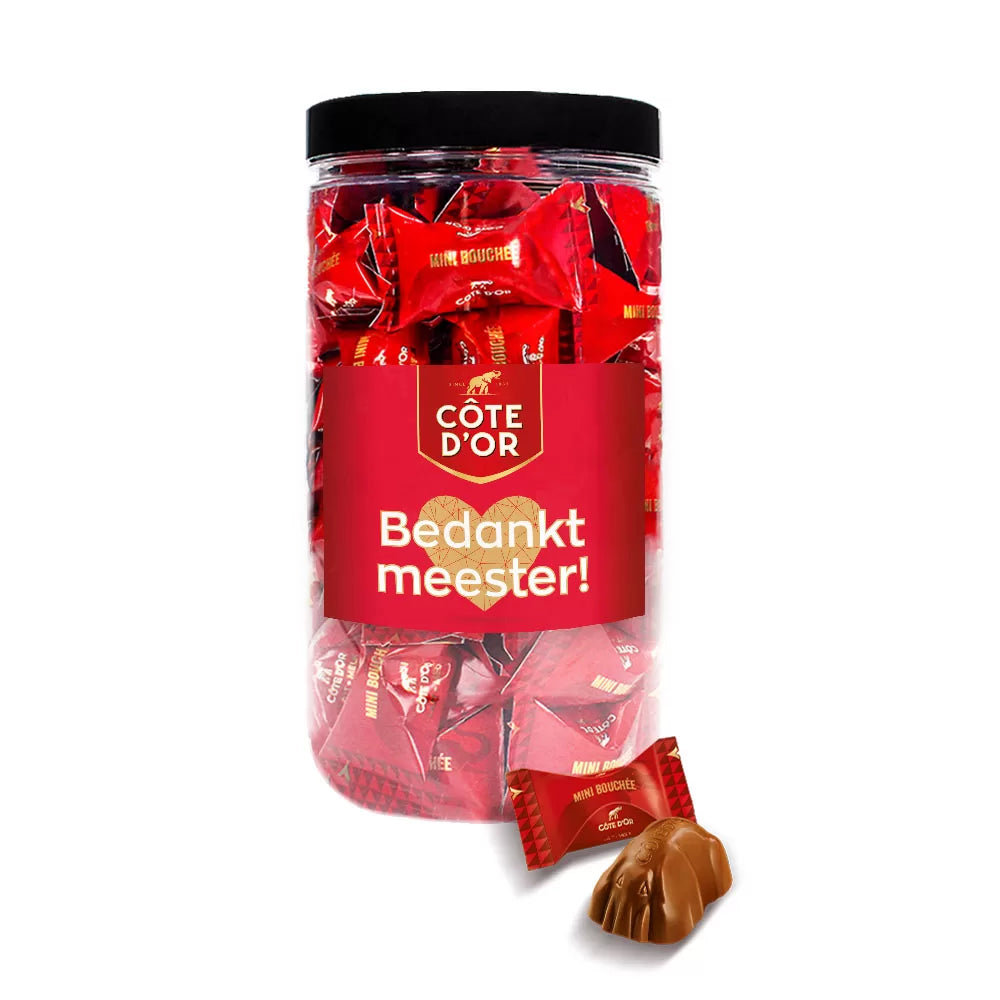 Côte d'Or chocoladepakket voor meester - "Bedankt meester" - Mini Bouchée & chocoladerepen - 775g