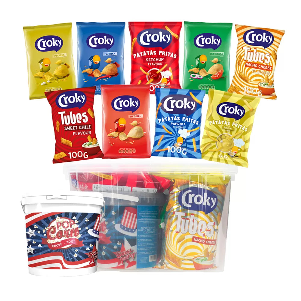 Croky chips assortiment met popcorn - gevarieerde snackmix - 1150g