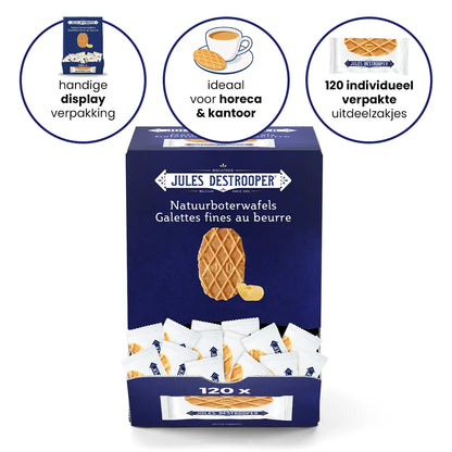 Jules Destrooper displaybox met Natuurboterwafels - 120 stuks - 600g