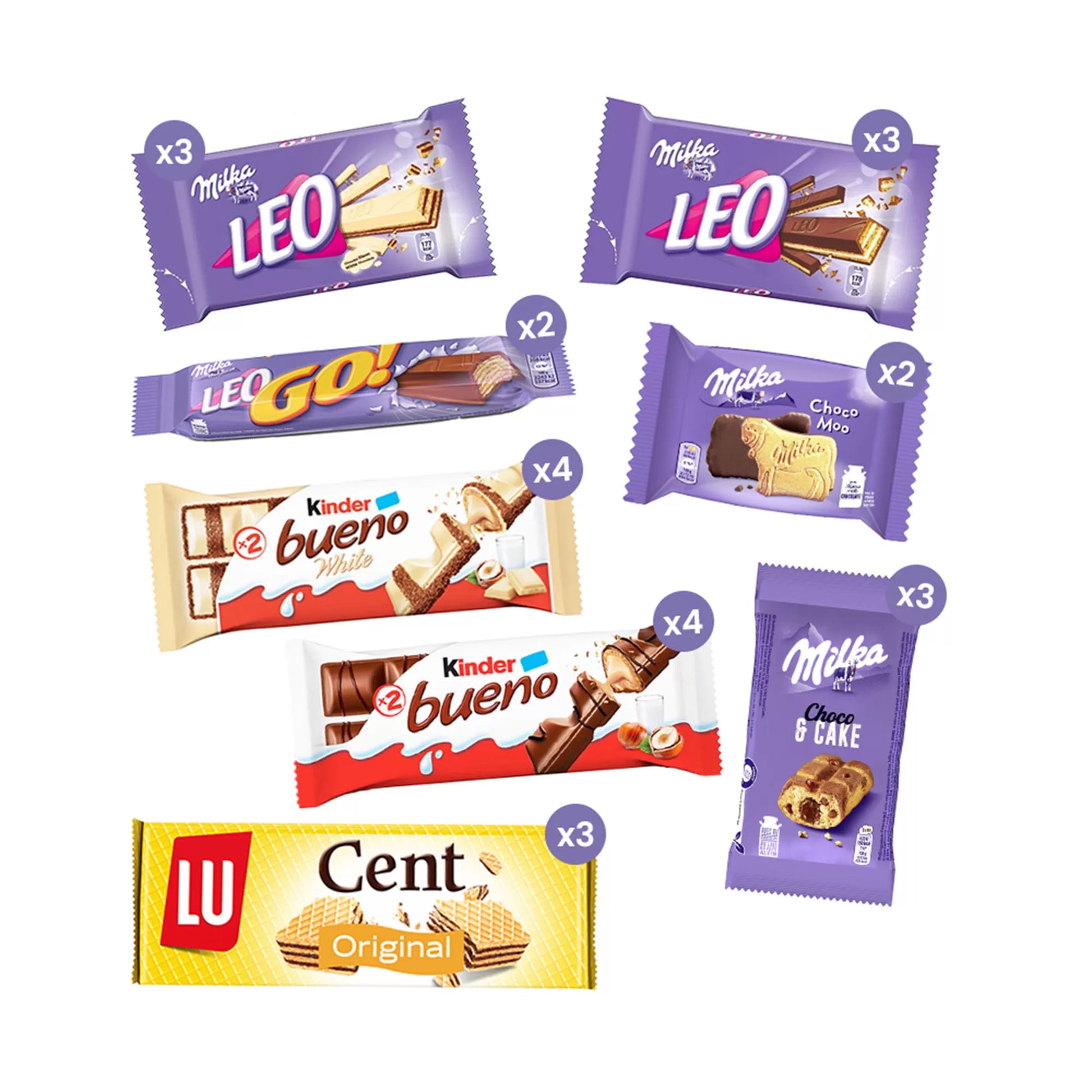 Koffie Treats mix - Milka, LU Cent, Kinder Bueno - 24 stuks - FAMILY PACK - 943g