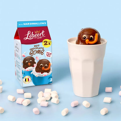 Libeert Cocoa Bomb met marshmallows - 2 chocoladefiguren - 80g