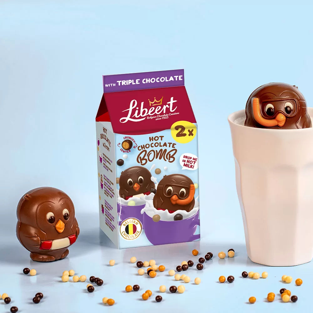 Libeert Cocoa Bomb Triple Chocolate - 2 chocoladefiguren - 80g