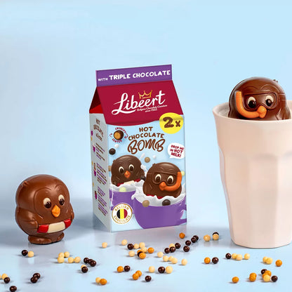 Libeert Cocoa Bomb Triple Chocolate - 2 chocoladefiguren - 80g