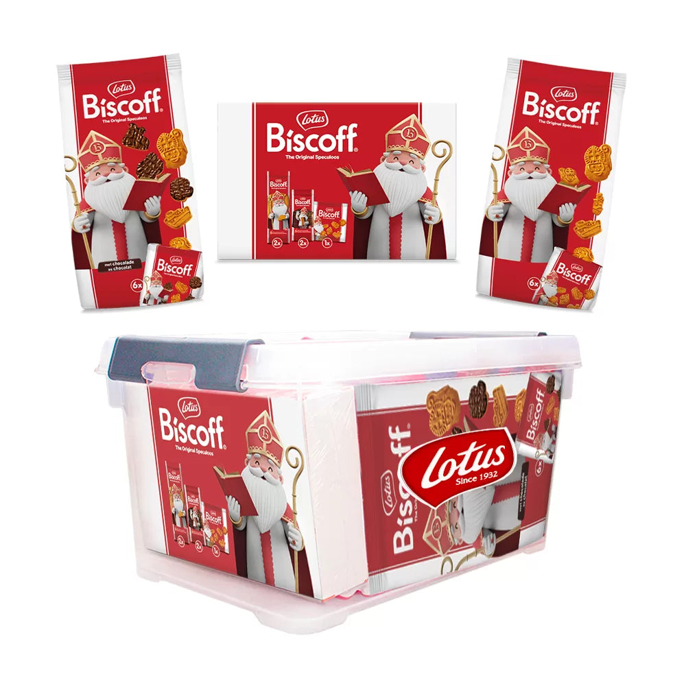 Lotus Sint koekjespakket - speculoos mini's & Klaasdoosje - 480g