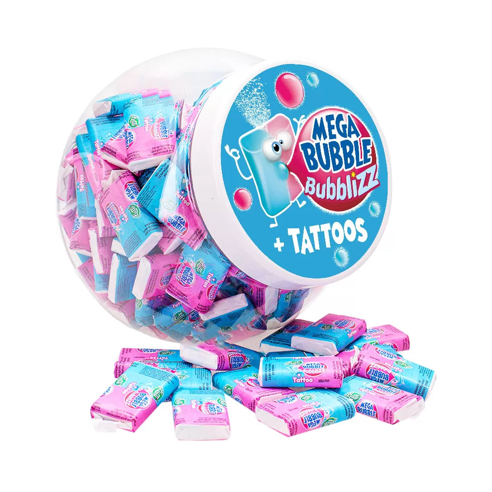 Lutti candy box met kauwgom - Mega Bubble Bubblizz gum & neptattoo - 1005g