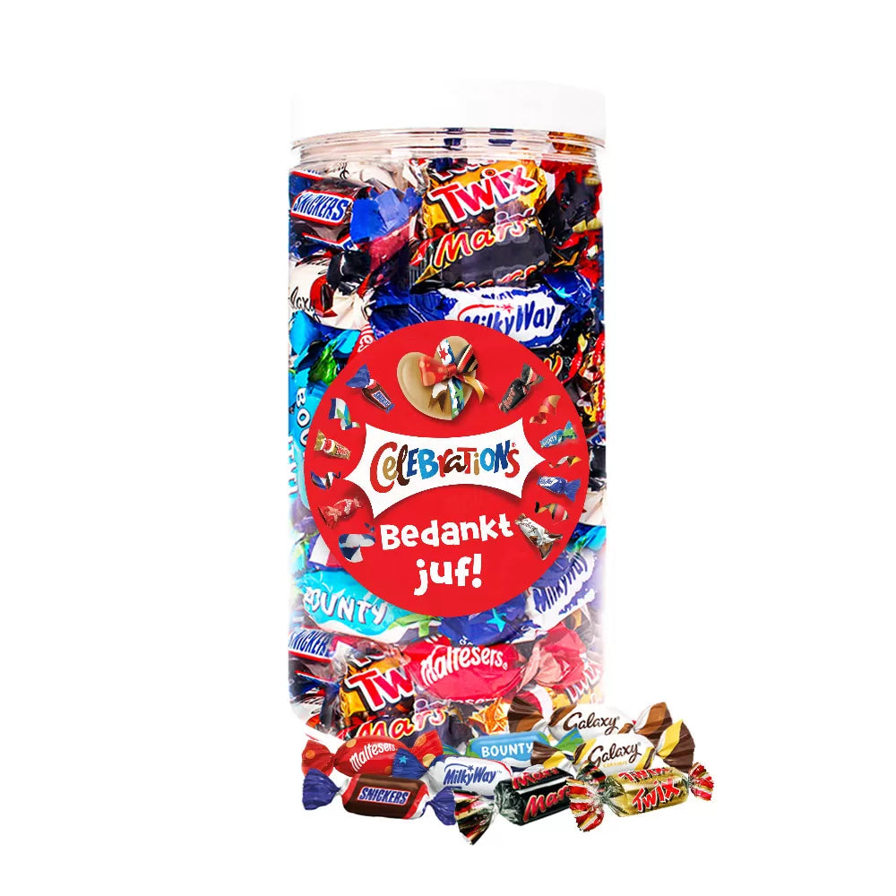 Mars Celebrations chocolademix "Bedankt juf!" - cadeau voor juf - 580g