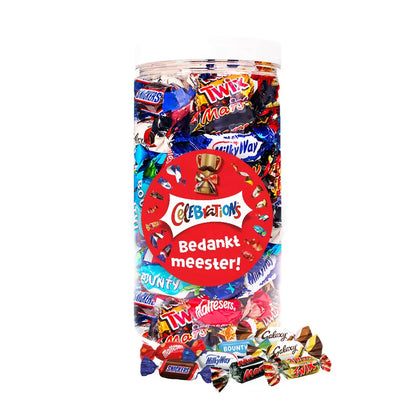 Mars Celebrations chocolademix "Bedankt meester!" - cadeau voor meester - 580g