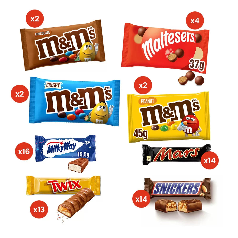 Mars Super Party box - Mars, Snickers, Twix, Milky Way, Maltesers & M&M's - 1500g