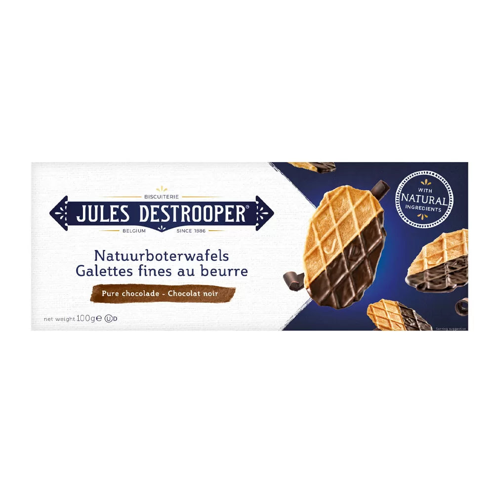 Natuurboterwafels met pure Belgische chocolade - 100g